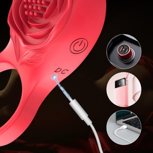 71CBqxRxi2L._AC_SL1500_ LY888-Vibrating Cock Ring with Rose Clitoral Stimulator