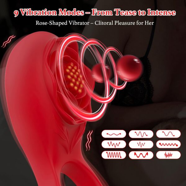 71YyXFIgiiL._AC_SL1500_ LY888-Vibrating Cock Ring with Rose Clitoral Stimulator